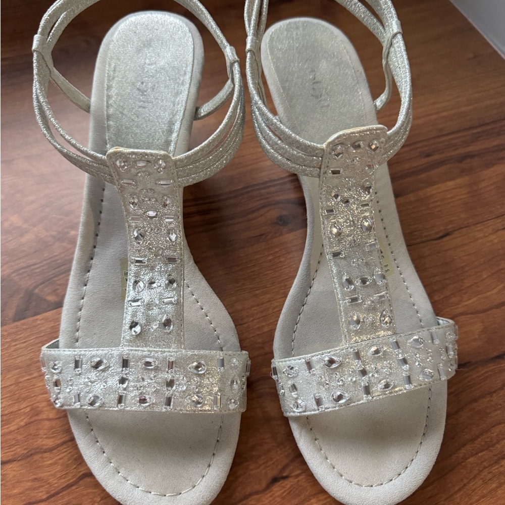 East 5th Silver Embellished Sandals